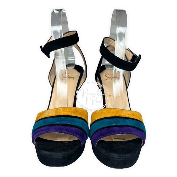 Christian Louboutin Color Block Viva Bella 140 Veau Velours Sandals Platform - Picture 7 of 15